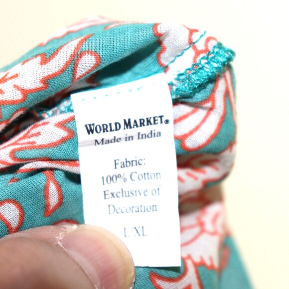 NWOT World Market Green Floral Print 3/4 Sleeves V-Neck Tunic size L/XL - Picture 8 of 8